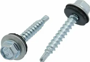 50mm Roofing Screws with Rubber Sealing Washer  (Pack of: 500) Hex Head Self Drilling Screw Steel Zinc Plated