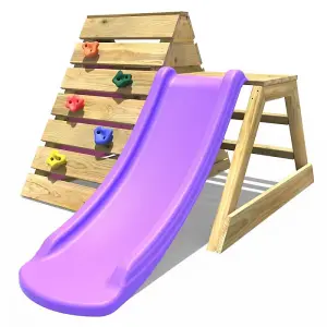 Rebo Mini Wooden Climbing Pyramid Adventure Playset and Slide - Pink