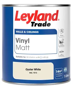 Leyland Trade Vinyl Matt Walls & Ceilings Emulsion Paint Oyster White (RAL 1013) 1L