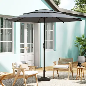 3-Tier Umbrella with Patio Umbrella Concrete Round Base No Wheels