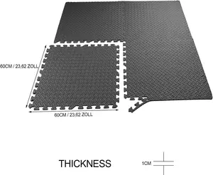 Black Interlocking floor tile 60 x 60cm (64 SQ.FT), Pack of 16 Mats