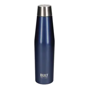 BUILT Stainless Steel Water Bottle Insulated  Blue Silver Travel Flask 540ml