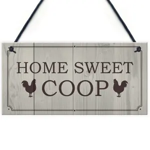 Funny Chicken Sign HOME SWEET COOP Outdoor Garden Sign For Chicken Hens