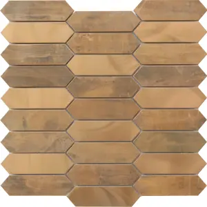 Enaide Copper Gloss & matt Copper & stainless steel Mosaic tile sheet, (L)330mm (W)282mm