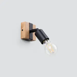 Zuca Steel/Wood Black 1 Lights Modern Ceiling Light