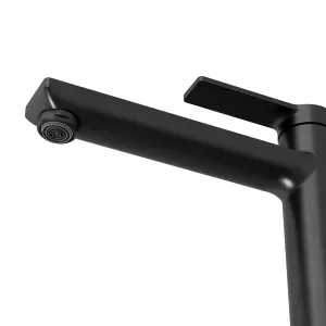 GoodHome Akita Tall Matt Black Round Basin Mixer Tap