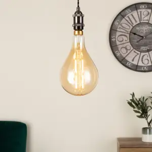 Litecraft E27 6W Amber Warm White Vintage Filament Pear Oversized LED Light Bulb