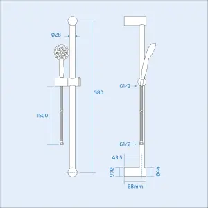 Flora Round 3 Way Concealed Thermostatic Shower Mixer Valve, Shower Head, Body jets, Handset, Slider Rail kit Set Chrome