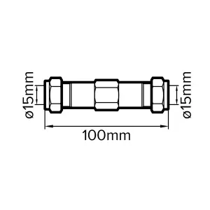 Plumbsure Compression Coupler (Dia)15mm, (L)100mm