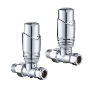 Pair of Straight Chrome Thermostatic Radiator Valves