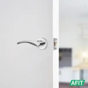 AFIT Chrome Door Handle Latch set, Round Internal Door Handles, Latch 66mm, Hinges 76mm - Novi Range