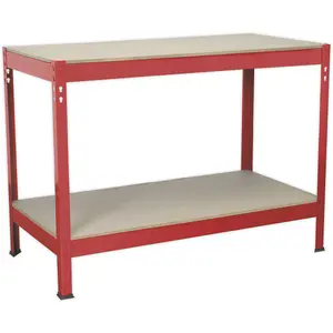 Durable 1.2m x 0.6m Workbench with Steel Frame and Wooden Top