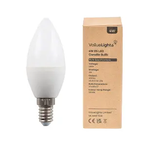 ValueLights Pack of 2 Thermal Plastic 4w High Power LED SES E14 40w Replacement Frosted Opal Candle Bulbs - 3000K Warm White