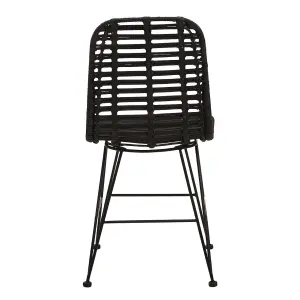 Versatile Black Natural Rattan Dining Chair, Comfortable Modern Dining Chair, Stylish Small Modern Chair