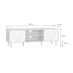 sweeek. 60cm wood-effect TV stand Mika White 160x40x56 cm