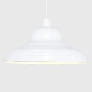 ValueLights Delta Vintage Retro Style Gloss White Metal Easy Fit Ceiling Pendant Lamp Shade