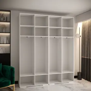 Manhattan III Elegant Spacious Hinged Door Wardrobe W2000mm H2370mm D470mm - Sleek White, 4 Doors, 20 Shelves