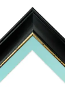 Scandi Black with Crackle Gold Frame with Blue mount for Image Size 14 x 8 Inch