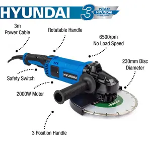 Hyundai 2000W Electric Angle Grinder HYAG2000E