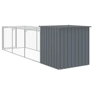 Chicken Cage with Run Anthracite 110x405x110 cm Galvanised Steel