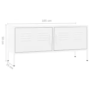 Berkfield TV Cabinet White 105x35x50 cm Steel