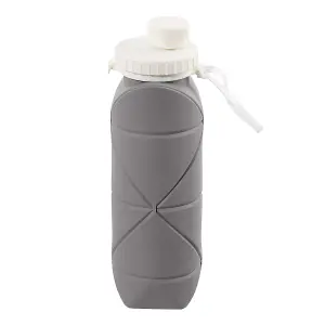 600ml Collapsible Silicone Water Bottle for Travel Gym Grey