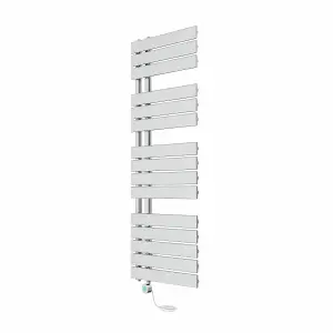 Rinse Bathrooms Designer WiFi Thermostatic Electric Bathroom Heated Towel Rail Radiator with Timer Flat Panel 1380x500mm Chrome