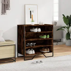 Berkfield Shoe Cabinet Smoked Oak 80x38x78 cm Engineered Wood