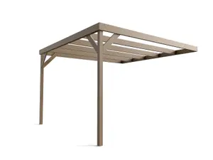 Wall-mounted wooden box pergola, complete DIY kit, 1.8m x 2.4m (Rustic brown finish)