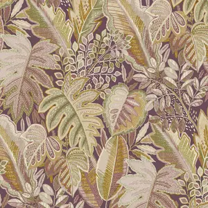 Grandeco Tribal Leaf Foliage Textured Wallpaper, Pink Purple