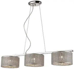 Luminosa Spring 3 Light Ceiling Pendant Silver, G9