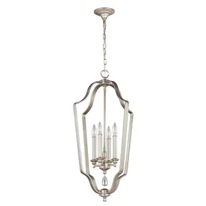 Elstead Dewitt 4 Light Ceiling Pendant Chandelier Silver, E14