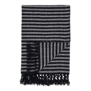 Catherine Lansfield Stripe Chenille 130x170cm Blanket Throw Black