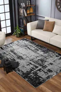 Serenity Modern Abstract Abrasion Contemporary Area Rugs Black 160x230 cm