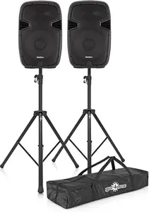 Subzero 600W 15" PA Speaker System With Digital Media Player & Stands