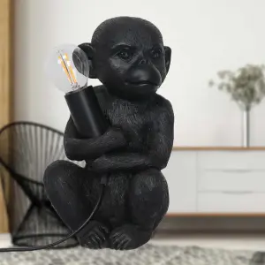 First Choice Lighting Set of 2 Black Little Monkey Table Lamp or Bedside Lights