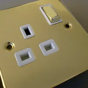 Polished Brass Satellite And Isolated Coaxial 1 Gang Socket - White Trim - SE Home