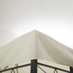 Outsunny 3x4m Gazebo Replacement Roof Canopy 2 Tier Top UV Cover Patio Cream