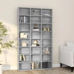 vidaXL CD Cabinet Grey Sonoma 102x23x177.5 cm Engineered Wood