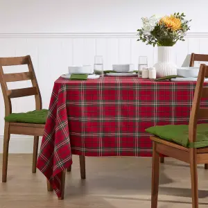 Homescapes Red Prince Edward Tartan Christmas Tablecloth 137 x 178 cm