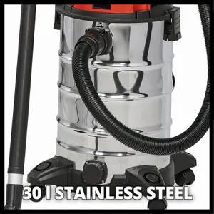 Einhell Wet And Dry Vacuum Cleaner 190mbar 30L Steel Tank 1500W Blowing Function Castor Wheels 78dB TC-VC 1930 S