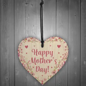 Happy Mothers Day Gifts for Mum Nan Mummy Nanny Grandma Wood Heart Plaque