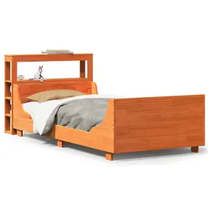 Berkfield Bed Frame without Mattress Wax Brown 90x190 cm Single Solid Wood Pine