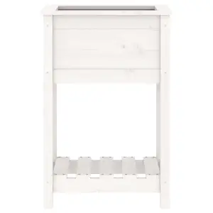 Berkfield Planter with Shelf White 54x34.5x81 cm Solid Wood Pine