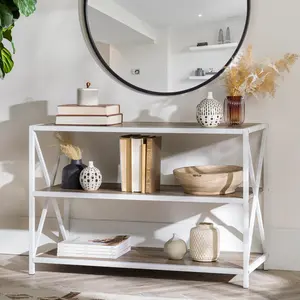 Bremer Bookcase Grey Wash White Metal