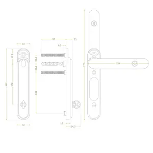 greenteQ CentreFold Bifold Door Handle (3 Pack) - Chrome (Polished)