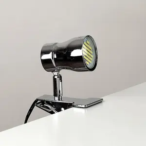 ValueLights Clamp On Desk Lamp Spotlight In Polished Chrome Finish