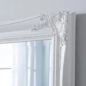 French Style Carved Mirror White 135x45cm