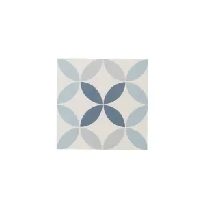 Colours Hydrolic Blue Matt Circle Cement tile effect Porcelain Indoor Wall & floor Tile, Pack of 25, (L)200mm (W)200mm