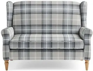 Dunelm Oswald Small 2 Seater Sofa, Country, Grey Oswald Wingback, Textured Weave Fabric